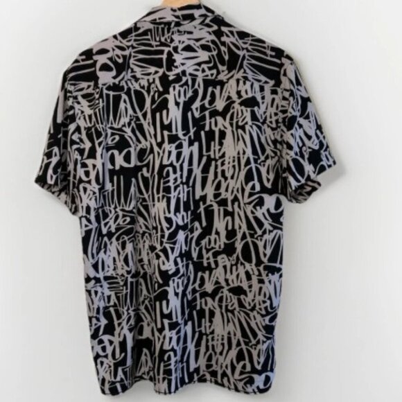 Oh Snap Drill Clothing Men's Grafitti Short Sleeve Shirt Size Large Black/White - Picture 3 of 6